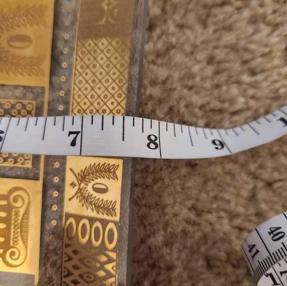 Georges Briard Glass Guild  Square Plates Set Of 2 Gold Sun Lyre Pattern - Picture 4 of 4